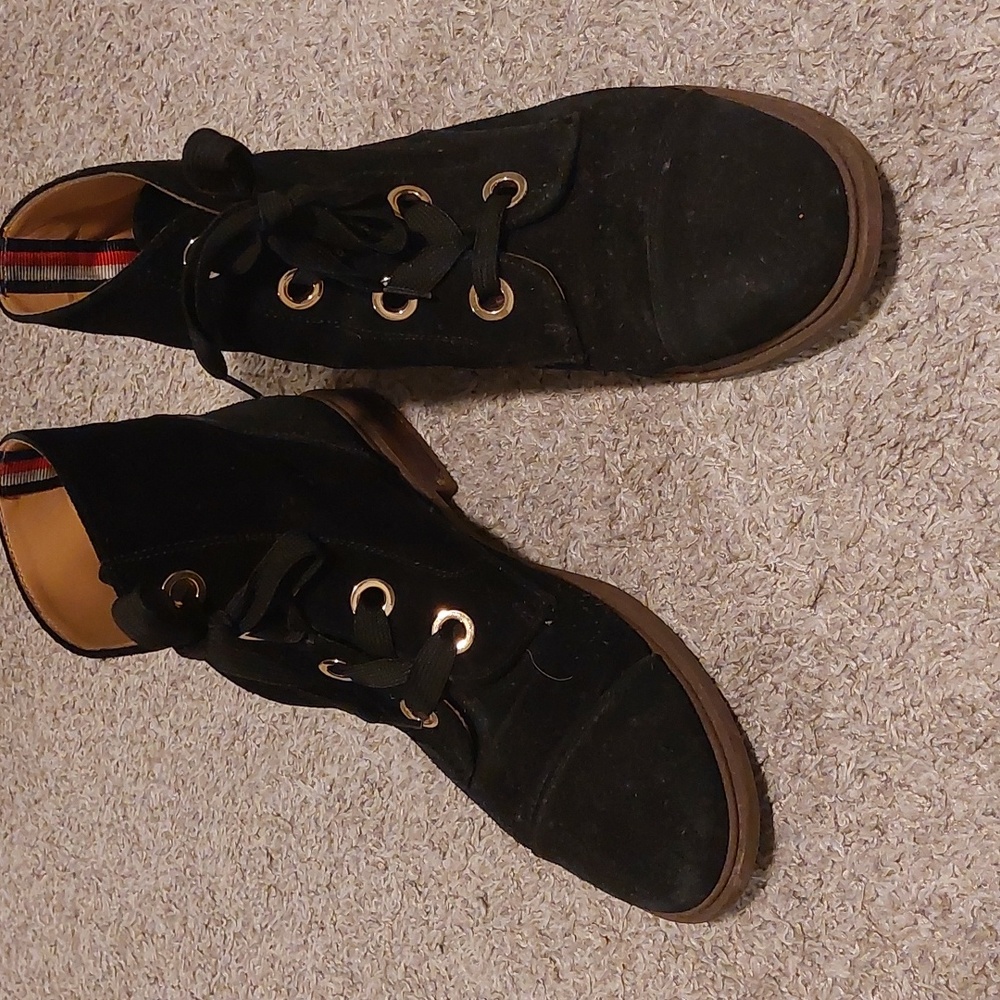 Black Suede Ankle Boots - Size 8